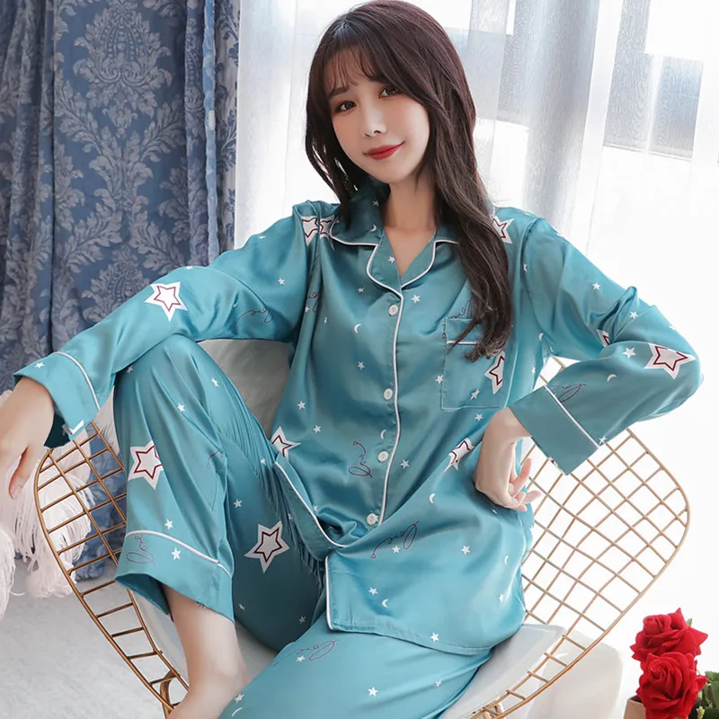 Women's Pajamas Sets Silk Pyjama Women Sleepwear Spring Summer Homewear Satin Autumn Loungewear Suit Plus Size 3XL 4XL 5XL
Women's Pajamas Sets Silk Pyjama Women Sleepwear Spring Summer Homewear Satin Autumn Loungewear Suit Plus Size 3XL 4XL 5XL