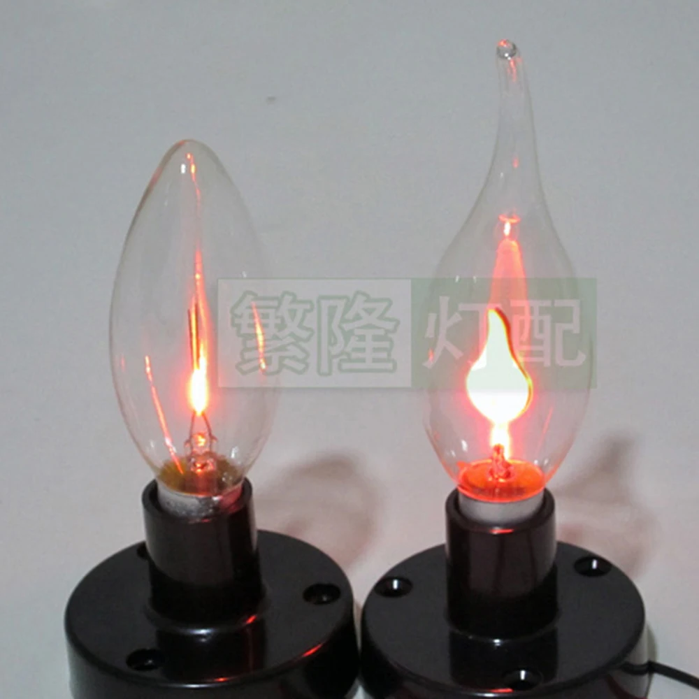 10 шт./лот 3 Вт E14 вольфрамовые лампы E27 лампочка с пламенем AC220 в мерцающее пламя