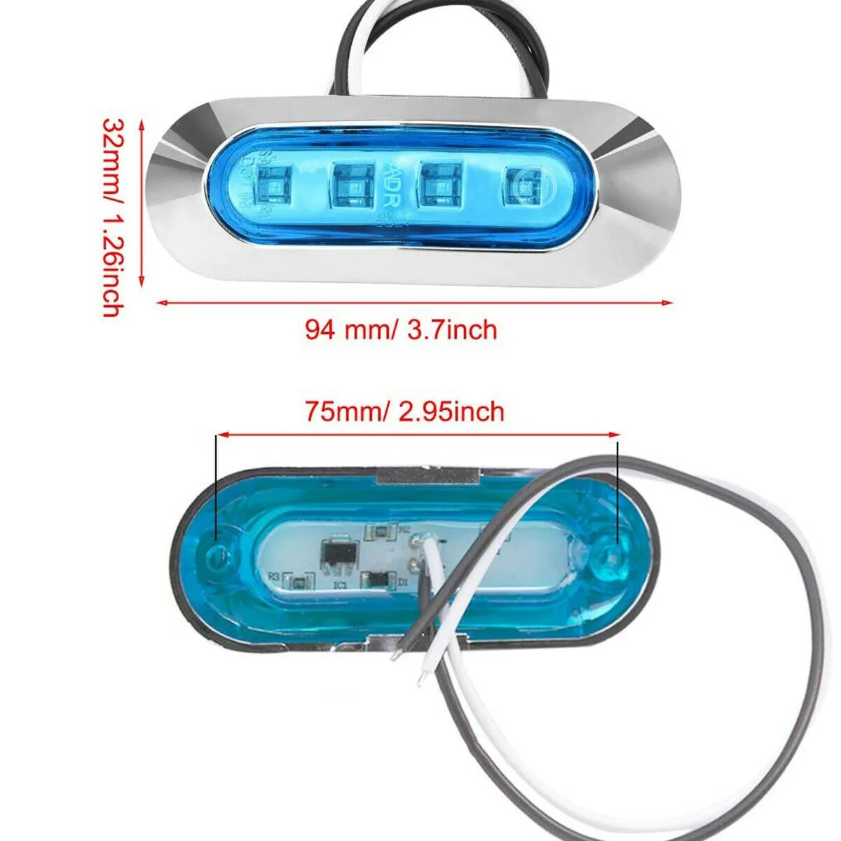 Truck Trailer Side Marker Lights Waterproof 3.8 X 1.3 X 0.78 In 4-LED ABS+ PMMA Light Cover
Truck Trailer Side Marker Lights Waterproof 3.8 X 1.3 X 0.78 In 4-LED ABS+ PMMA Light Cover