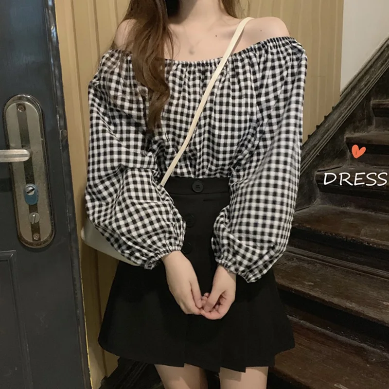 Women Blouse Autumn Korean Style Loose Plaid Slash Neck Blouses Sweet Casual Long Sleeve Pullover Chiffon Shirt
Women Blouse Autumn Korean Style Loose Plaid Slash Neck Blouses Sweet Casual Long Sleeve Pullover Chiffon Shirt