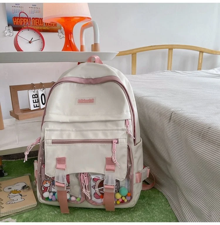 Schoolbag female Korean campus college wind small fresh lovely cartoon color hair ball soft girl student transparent Backpack
Schoolbag female Korean campus college wind small fresh lovely cartoon color hair ball soft girl student transparent Backpack