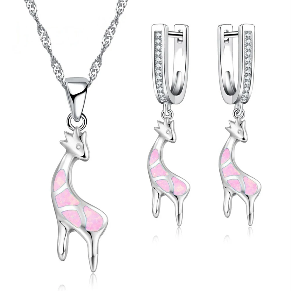 Fashion Animal Accessories Set For Women Imitation Blue Fire Opal Cute Giraffe Pendant Necklace Earrings Women Wedding Jewelry
Fashion Animal Accessories Set For Women Imitation Blue Fire Opal Cute Giraffe Pendant Necklace Earrings Women Wedding Jewelry