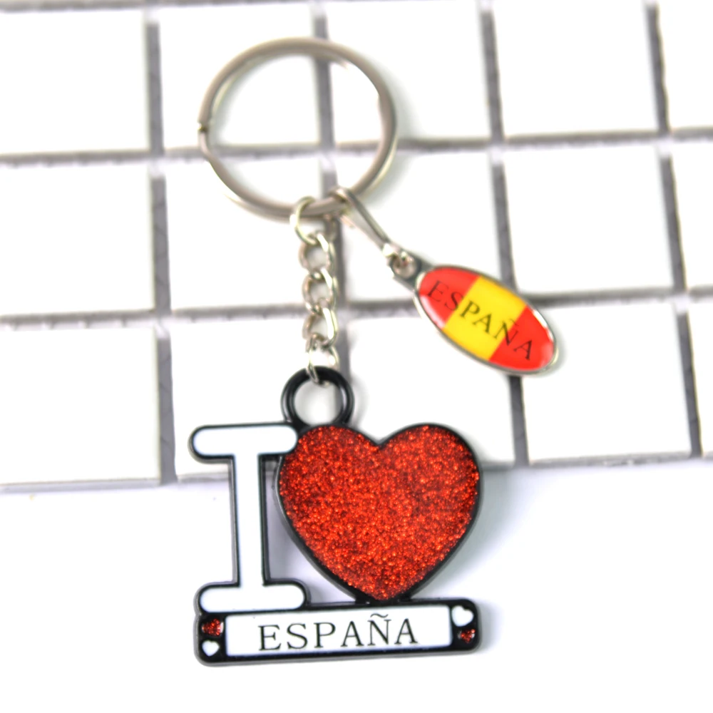 I Love Espana брелок в форме сердца Испанский флаг мужские автомобильные брелки для