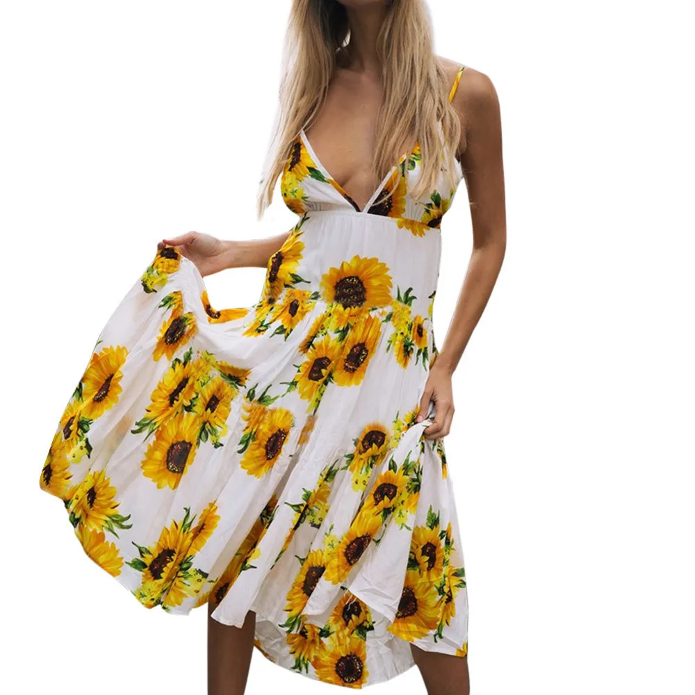Women summer dress 2019 new Sunflower pineapple pattern print sling button halter sexy mid-calf dresses vestidos Fashion
Women summer dress 2019 new Sunflower pineapple pattern print sling button halter sexy mid-calf dresses vestidos Fashion