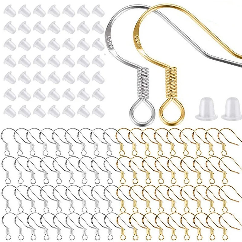 400 Pcs/200 Pairs Silver and Gold Earring Hooks,Hypoallergenic Fish Earring Hooks Ear Wires for Jewelry Making DIY
400 Pcs/200 Pairs Silver and Gold Earring Hooks,Hypoallergenic Fish Earring Hooks Ear Wires for Jewelry Making DIY