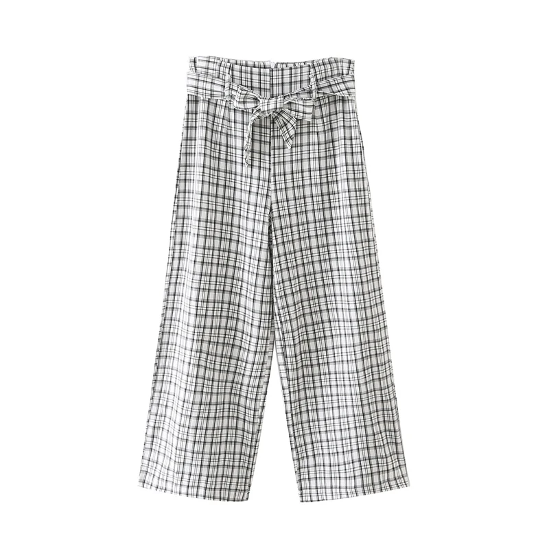 Summer Women's Casual Plaid High Waist Belt Decorated Loose Wide Leg Pants
Summer Women's Casual Plaid High Waist Belt Decorated Loose Wide Leg Pants