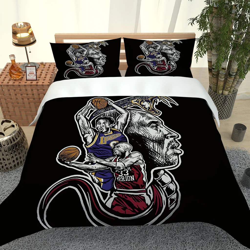 Hot style 3D digital basketball printing 100% Polyester bedding set 1 duvet cover + 1/2 pillowcases bed in a bag US/EU/AU size. 
Hot style 3D digital basketball printing 100% Polyester bedding set 1 duvet cover + 1/2 pillowcases bed in a bag US/EU/AU size.