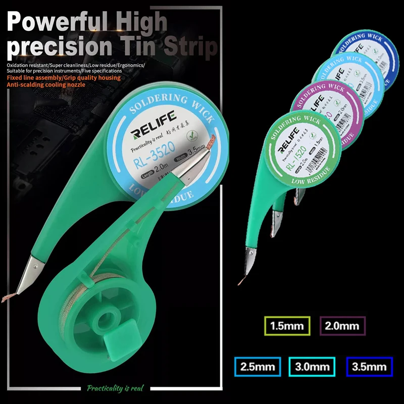 Desoldering Wire 1.5/2.0/2.5/3.0/3.5mm Width Suction Tin Desoldering Braid Solder Remover Wick Wire BGA Welding Tools Length 2M
Desoldering Wire 1.5/2.0/2.5/3.0/3.5mm Width Suction Tin Desoldering Braid Solder Remover Wick Wire BGA Welding Tools Length 2M
