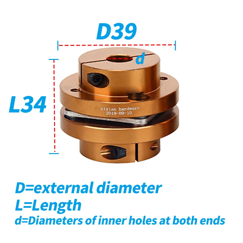 D39L34 Flexible Coupler Flange Diaphragm Cardan Connector Single Shaft Coupling Keyway Alum High Rigidity Elastic Stepped Stage
D39L34 Flexible Coupler Flange Diaphragm Cardan Connector Single Shaft Coupling Keyway Alum High Rigidity Elastic Stepped Stage