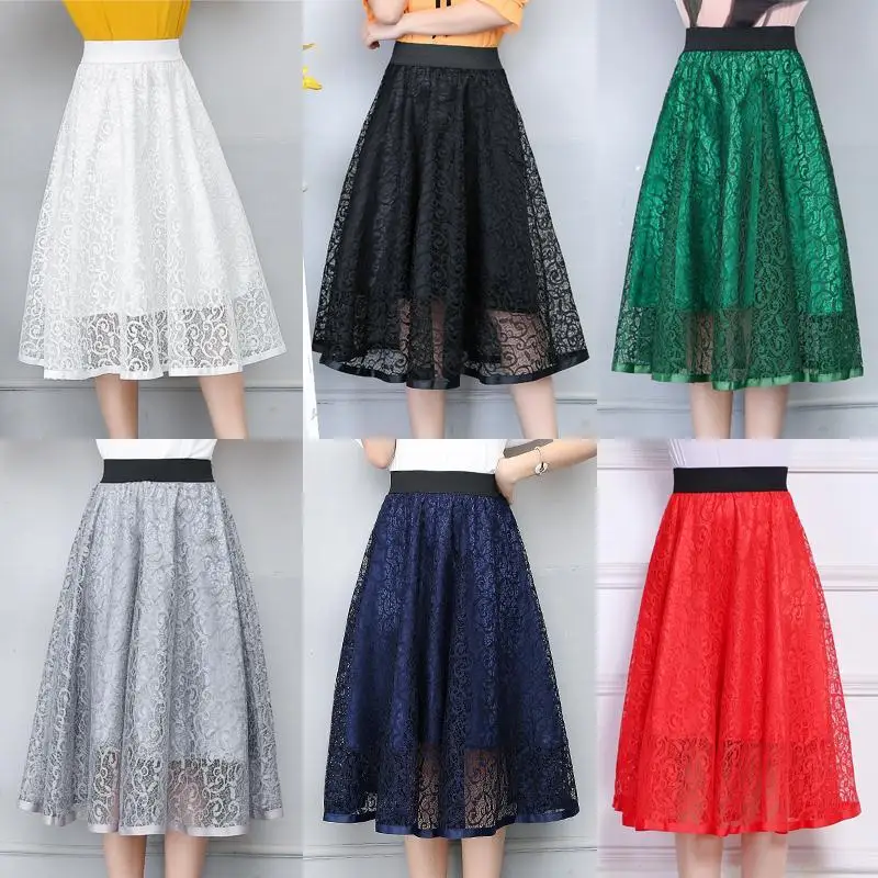 Female Solid Color Mid-calf Lace Skirts Women High Waist Skirt Ladies Umbrella Skirts Vintage Elegant A-line Skirt
Female Solid Color Mid-calf Lace Skirts Women High Waist Skirt Ladies Umbrella Skirts Vintage Elegant A-line Skirt