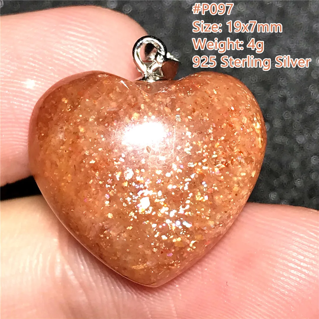 

Natural Gold Strawberry Quartz Orange Sunstone Necklace Pendant Jewelry For Women Men Gift Crystal 19x7mm Beads 925 Silver AAAAA
