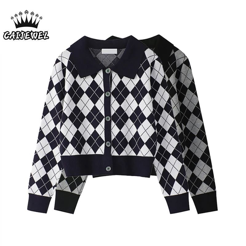Cropped Sweater Women Clothes 2021 Autumn Winter Polo Collar Korean Fashion Plaid Casual Tops Ladies Knitted Sweater Cardigans
Cropped Sweater Women Clothes 2021 Autumn Winter Polo Collar Korean Fashion Plaid Casual Tops Ladies Knitted Sweater Cardigans