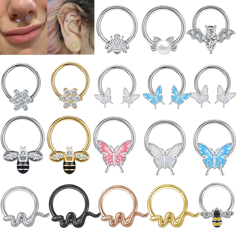 ZS 1PC 16G Butterfly Bat Be Septum Clicker Piercing Stainless Steel Crystal Septum Nose Ring Ear Tragus Cartilage Helix 8/10MM
ZS 1PC 16G Butterfly Bat Be Septum Clicker Piercing Stainless Steel Crystal Septum Nose Ring Ear Tragus Cartilage Helix 8/10MM