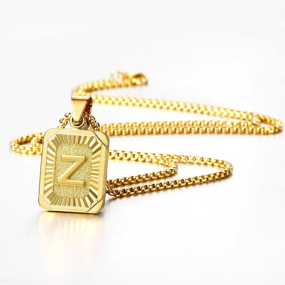 Initials Pendant 26 English Letter Necklace for Women Men Gold Color Square Alphabet Link Chain Couple Pendants Gifts Wholesale
Initials Pendant 26 English Letter Necklace for Women Men Gold Color Square Alphabet Link Chain Couple Pendants Gifts Wholesale