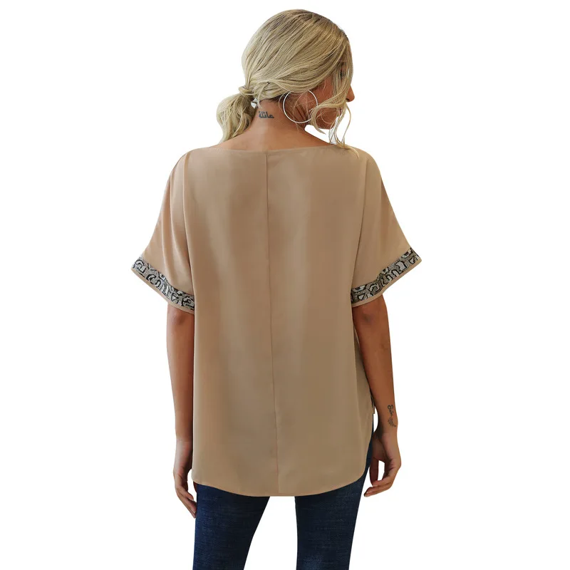 Summer Chiffon Shirt Blouses O-Neck Loose Leopard Patchwork Clothing Female Fashion Short Sleeve Top Casual Women Pullovers New
Summer Chiffon Shirt Blouses O-Neck Loose Leopard Patchwork Clothing Female Fashion Short Sleeve Top Casual Women Pullovers New