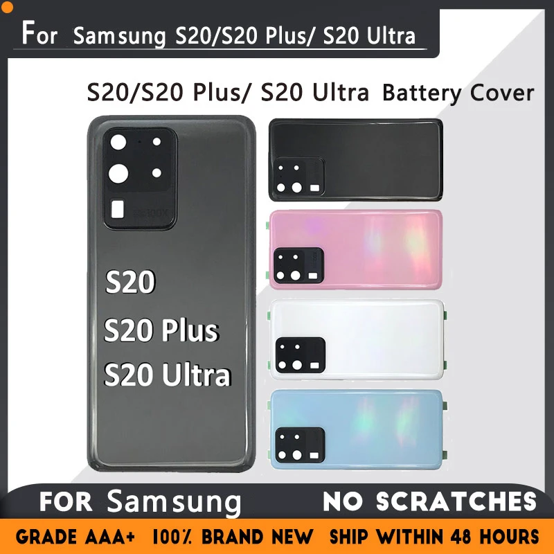 

Задняя крышка для Samsung Galaxy S20 Ultra G988 S20 Plus S20 + G985 S20 G980, Задняя стеклянная крышка, корпус батареи + объектив