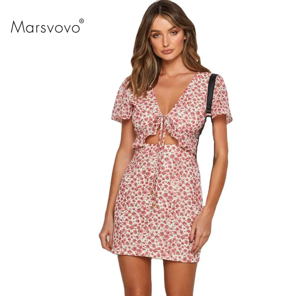 Hollow Dress Backless High Waist Dresses Bow Lacing V-Neck Short Robe Floral Short Sleeve Dress Sexy Women's Summer Sundress
Hollow Dress Backless High Waist Dresses Bow Lacing V-Neck Short Robe Floral Short Sleeve Dress Sexy Women's Summer Sundress