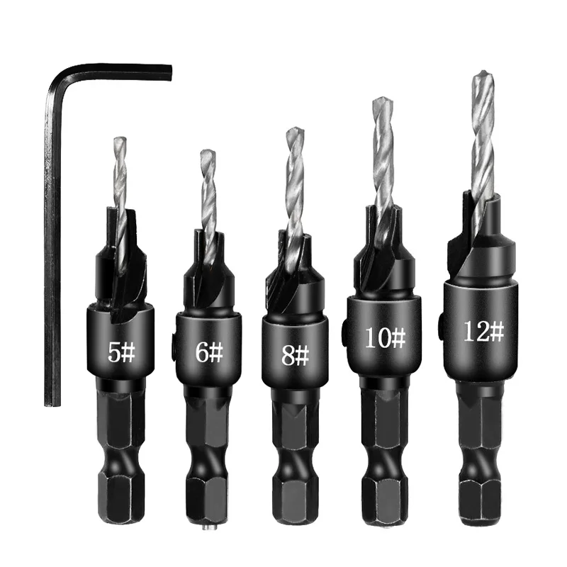 6Pcs Countersink Drill Woodworking Drill Bit Set Drilling Pilot Holes For Screw Sizes hand tool set #5 #6 #8 #10 #12
6Pcs Countersink Drill Woodworking Drill Bit Set Drilling Pilot Holes For Screw Sizes hand tool set #5 #6 #8 #10 #12