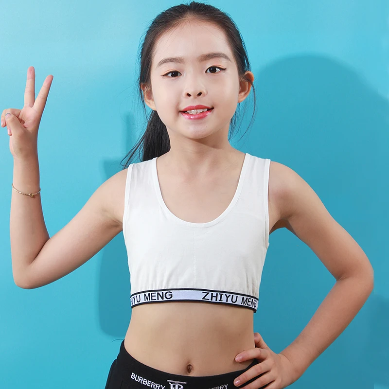 

Girl Training Linen Soft Brassiere Sport Bras Children Topic Teenagers Vest For 8-14Years