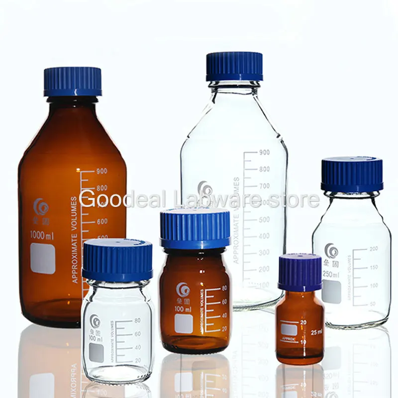 1pcs Laboratory 25ml To 1000ml Lab Transparent/Brown Glass Reagent Bottle with Blue Caps
1pcs Laboratory 25ml To 1000ml Lab Transparent/Brown Glass Reagent Bottle with Blue Caps
