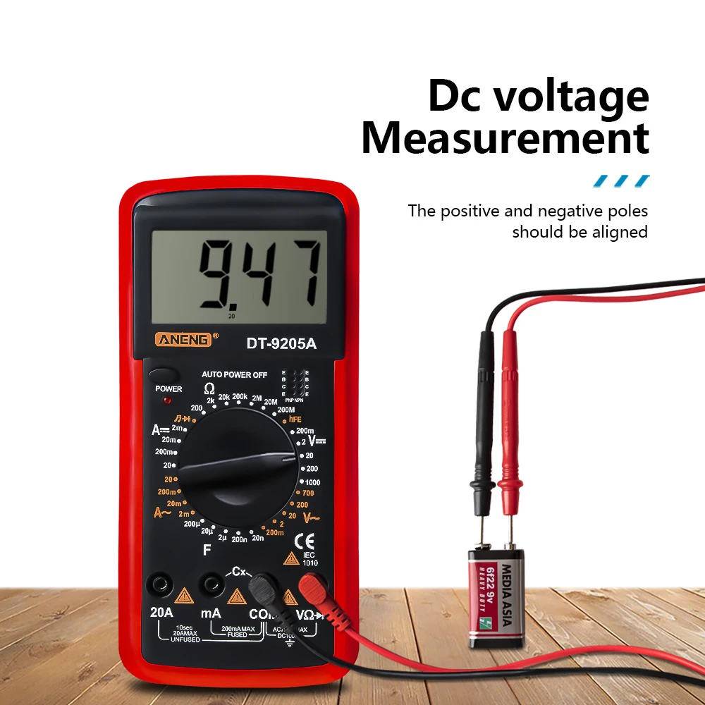 DT9205A LCD Digital Multimeter Voltmeter Ohmmeter Ammeter Capacitance Tester 3Bit LCD 1999Count Voltage Indicator Electric Tools
DT9205A LCD Digital Multimeter Voltmeter Ohmmeter Ammeter Capacitance Tester 3Bit LCD 1999Count Voltage Indicator Electric Tools
