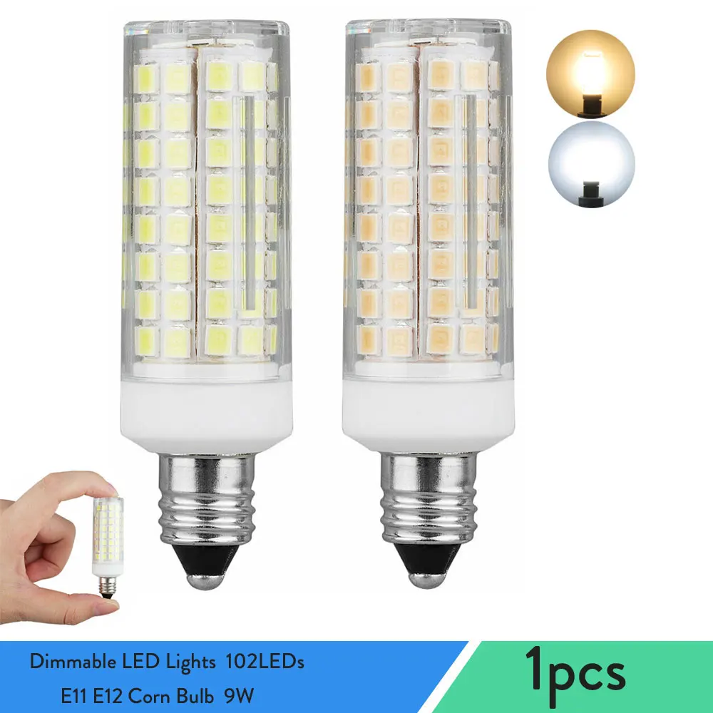 

Mini Dimmable LED Lights 102 LEDs E11 E12 Corn Bulbs 9W Replace 80W Halogen Lamps Candelabra Base for Home Living Room 220V 110V