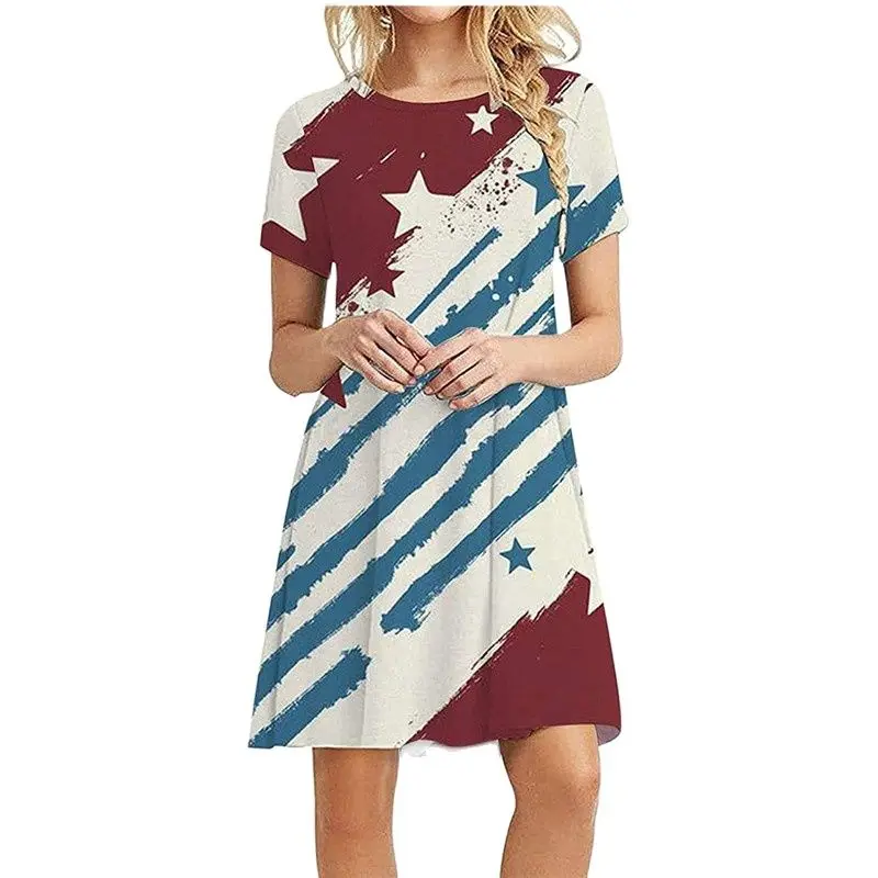 2021 New Women Flag Print Dresses Summer Short-Sleeve Round Neck Ethnic Casual Ladies Dress Good Quality Soft A-Line Dress 2XL
2021 New Women Flag Print Dresses Summer Short-Sleeve Round Neck Ethnic Casual Ladies Dress Good Quality Soft A-Line Dress 2XL