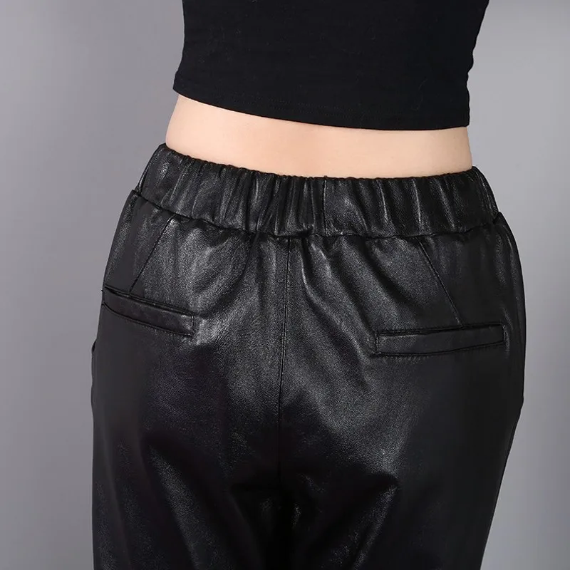 Casual Elastic Waist Women Harem Pants Natural Sheepskin Trousers Female Streetwear Ankle Length Loose Fit Genuine Leather Pants
Casual Elastic Waist Women Harem Pants Natural Sheepskin Trousers Female Streetwear Ankle Length Loose Fit Genuine Leather Pants