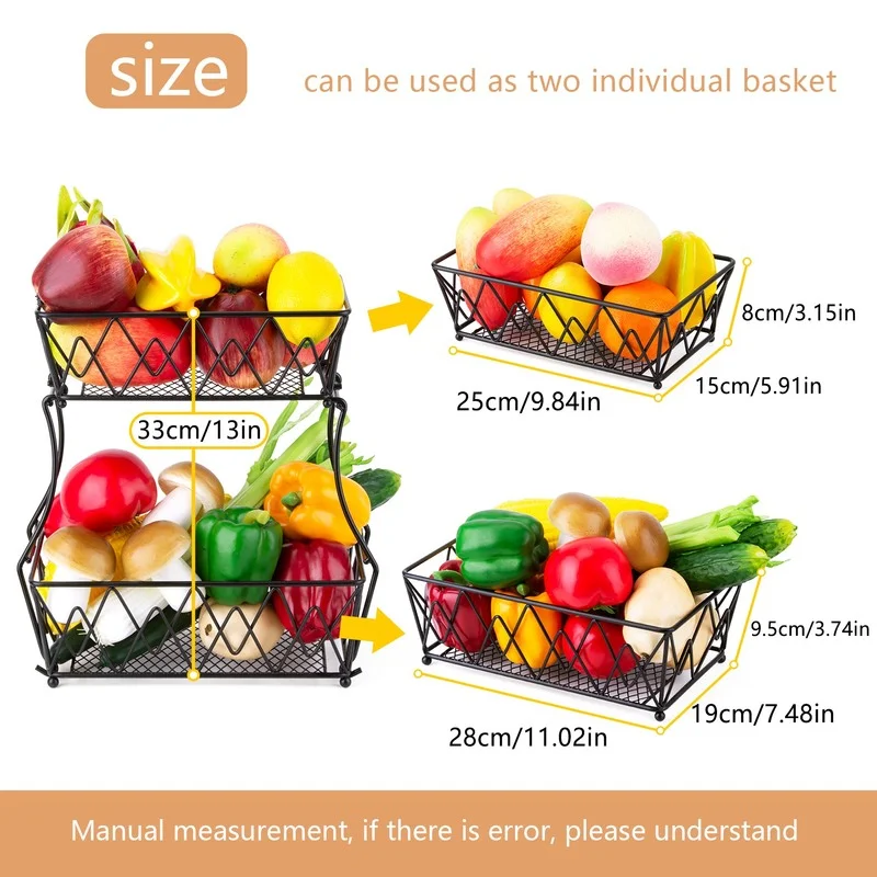 Metal Fruit Basket Stand Fruit Storage Holder 2 Tier Vegetable Shelf Detachable Bread Display Stand Kitchen Sundries Organizer
Metal Fruit Basket Stand Fruit Storage Holder 2 Tier Vegetable Shelf Detachable Bread Display Stand Kitchen Sundries Organizer