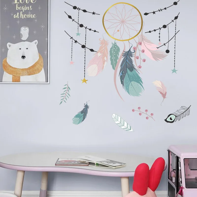 New Lucky Dream Catcher Feathers Wall Sticker Mural Art Vinyl Decals Home Feather Decor Dreamcatcher Bedroom Decoration Poster
New Lucky Dream Catcher Feathers Wall Sticker Mural Art Vinyl Decals Home Feather Decor Dreamcatcher Bedroom Decoration Poster