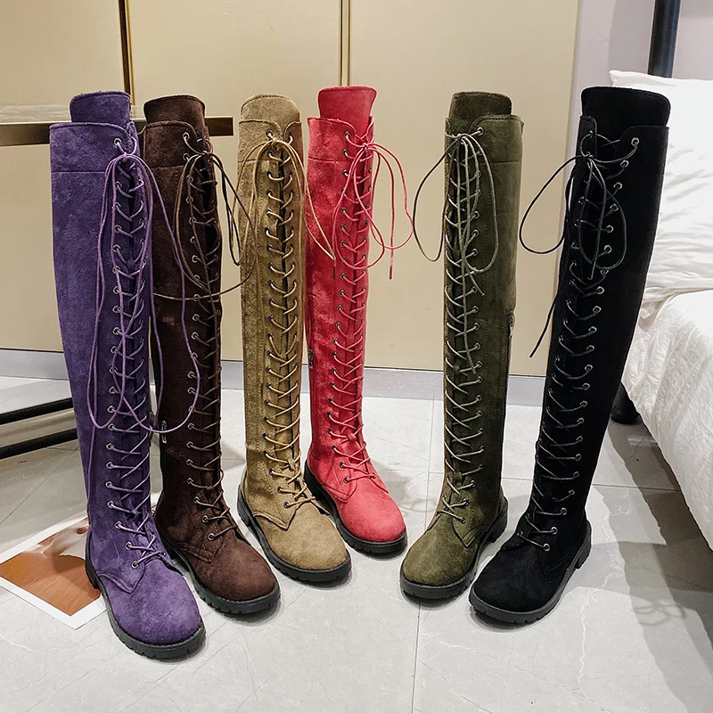 Six Colors Casual Women's Boots Low Heels Flock Winter Over Knee Boots for Woman 2020 Lace Up Fashion Female Thigh High Boots
Six Colors Casual Women's Boots Low Heels Flock Winter Over Knee Boots for Woman 2020 Lace Up Fashion Female Thigh High Boots