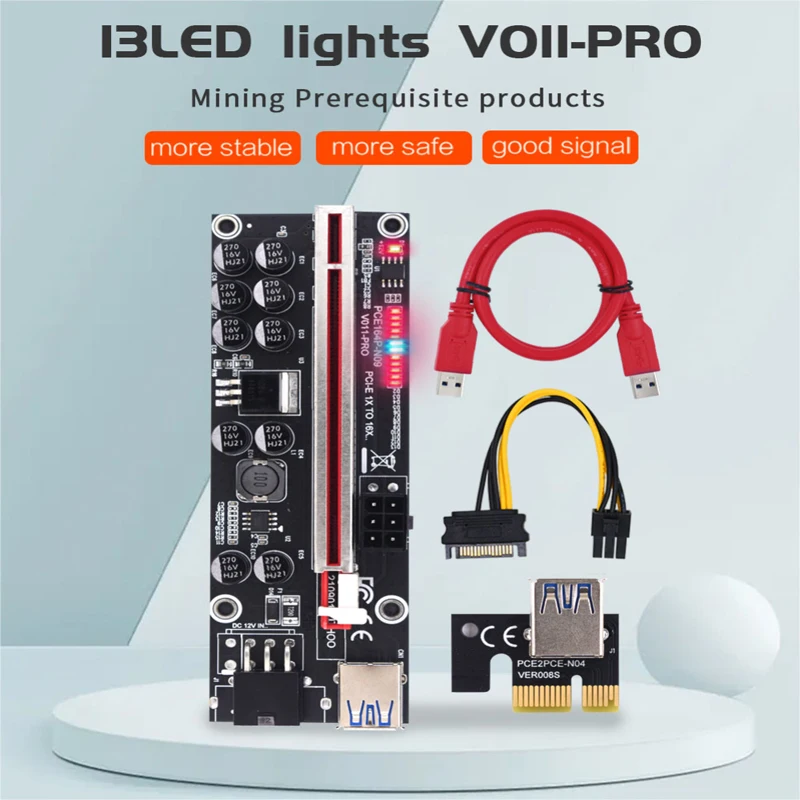 Новейший PCIE Riser 011 V011 Pro PCI-E PCI E экспресс-карта GPU 1X до X16 6pin адаптер кабель Майнинг Райзер для видеокарты супер тип
Новейший PCIE Riser 011 V011 Pro PCI-E PCI E экспресс-карта GPU 1X до X16 6pin адаптер кабель Майнинг Райзер для видеокарты супер тип