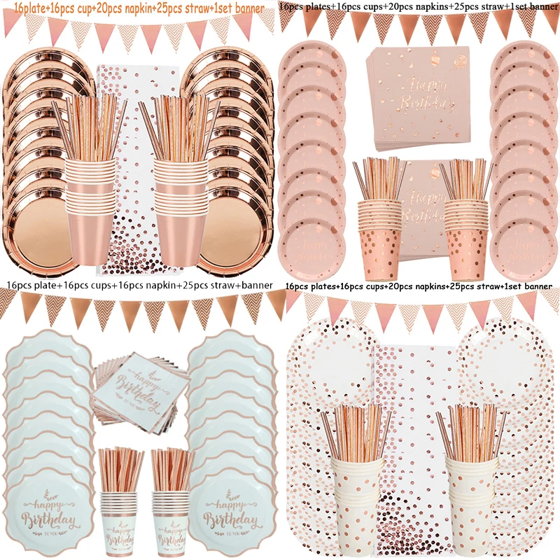 Rose Gold Happy Birthday Printing dot Disposable Tableware Set Paper Plate Cup birthday party decoration Girl Kids baby shower
Rose Gold Happy Birthday Printing dot Disposable Tableware Set Paper Plate Cup birthday party decoration Girl Kids baby shower