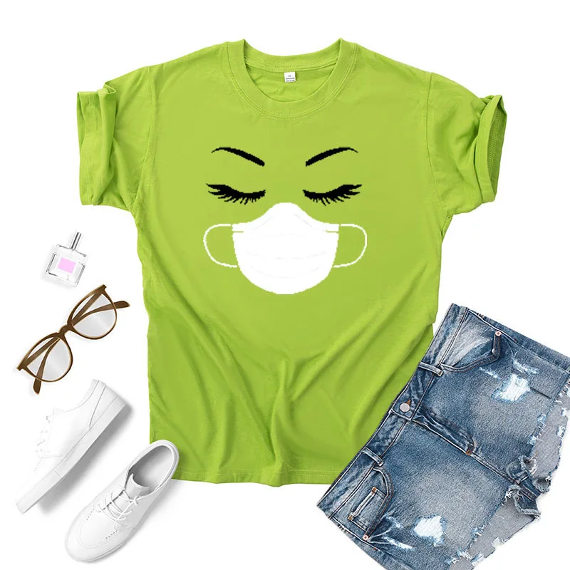 Mask Eyebrow Print Women T Shirt Short Sleeve O Neck Loose Women Tshirt Ladies Tee Shirt Tops Clothes Camisetas Mujer
Mask Eyebrow Print Women T Shirt Short Sleeve O Neck Loose Women Tshirt Ladies Tee Shirt Tops Clothes Camisetas Mujer