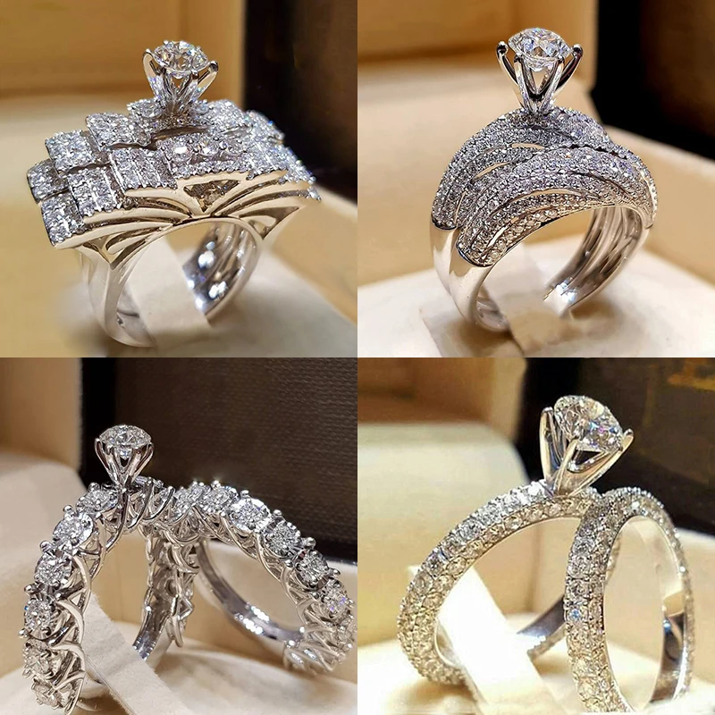 2Pcs Bridal Set Elegant rings for Women Sliver Color Wedding Engagement fashion Jewelry With Full Shiny Cubiz Zircon female ring
2Pcs Bridal Set Elegant rings for Women Sliver Color Wedding Engagement fashion Jewelry With Full Shiny Cubiz Zircon female ring
