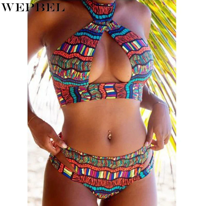 WEPBEL Ladies Sexy Striped Patchwork Split Bikini Set Women's Swimwear Beachwear Halter Crop Top + Brief Two Piece Clothing Set
WEPBEL Ladies Sexy Striped Patchwork Split Bikini Set Women's Swimwear Beachwear Halter Crop Top + Brief Two Piece Clothing Set