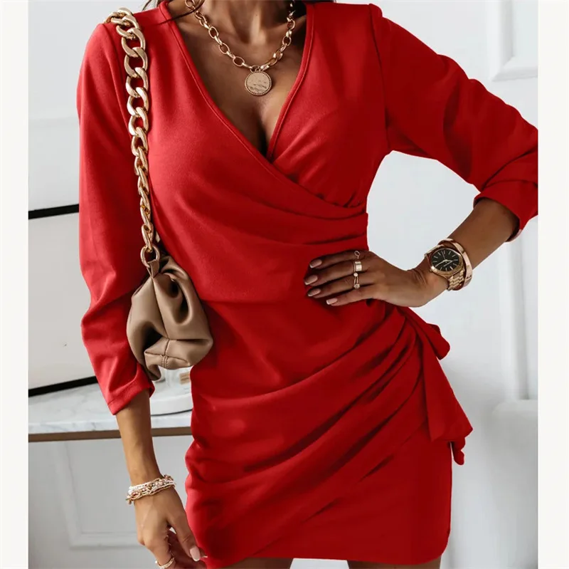 Autumn Casual Long Sleeve Sexy Mini Dress Simple Solid Color V Neck Elegant Slim Party Women Dresses Korean Fashion Vestidos
Autumn Casual Long Sleeve Sexy Mini Dress Simple Solid Color V Neck Elegant Slim Party Women Dresses Korean Fashion Vestidos