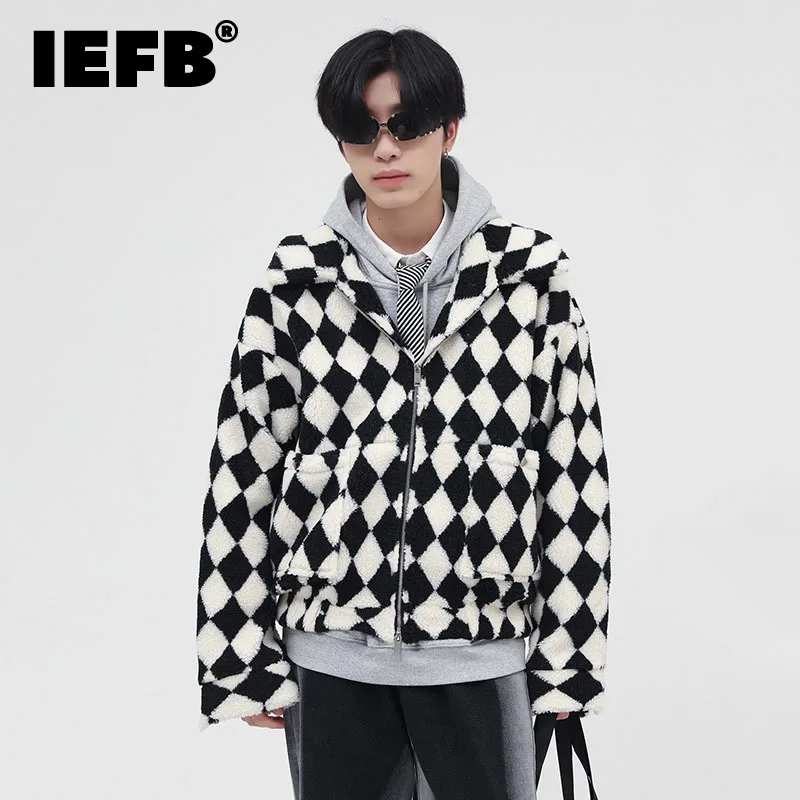 IEFB Menswear Autumn Winter Fashion Chic Contrast Argyle Lamb Wool Cotton Jacket Men's New Loose Lapel Zipper Warm Coat Tide
IEFB Menswear Autumn Winter Fashion Chic Contrast Argyle Lamb Wool Cotton Jacket Men's New Loose Lapel Zipper Warm Coat Tide