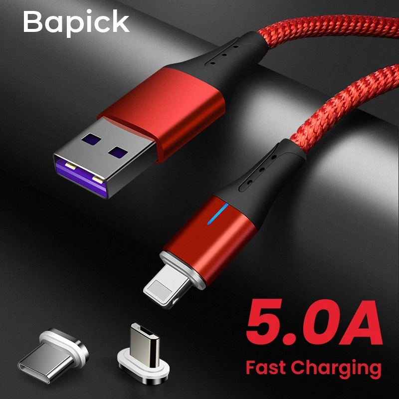Bapick 1 м 5A type C Micro USB кабель для передачи данных Магнитный зарядки Iphone samsung Xiaomi huawei