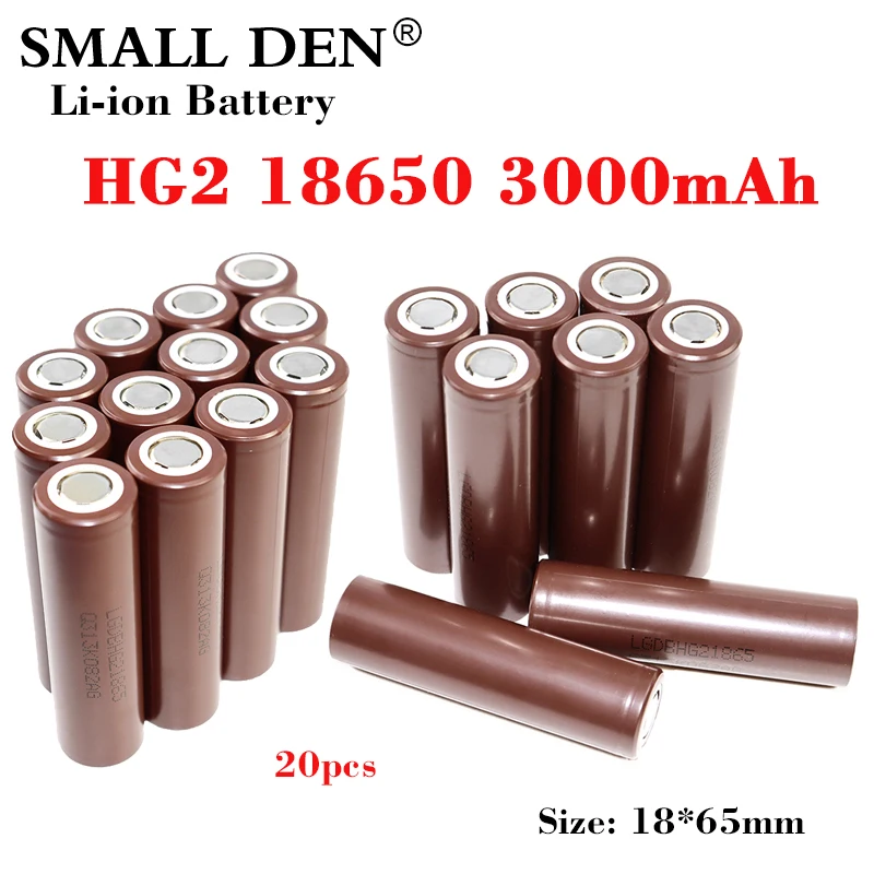 100% Original 20pcs HG2 18650 3000mAh lithium Rechargeable battery 18650 HG2 3.6V discharge 20A Max 35A Li-ion Power batteries
100% Original 20pcs HG2 18650 3000mAh lithium Rechargeable battery 18650 HG2 3.6V discharge 20A Max 35A Li-ion Power batteries