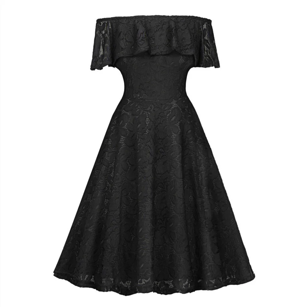 Женское винтажное платье с коротким рукавом D40 элегантное кружевное вечернее