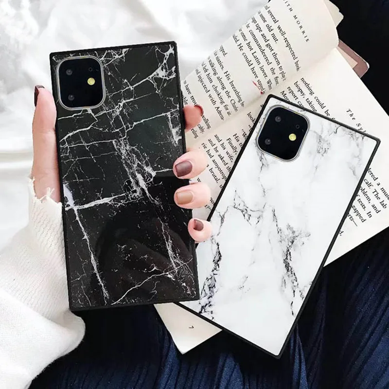 Модный квадратный чехол для телефона с мраморным узором iPhone 11 Pro Max X XR XS Мягкая