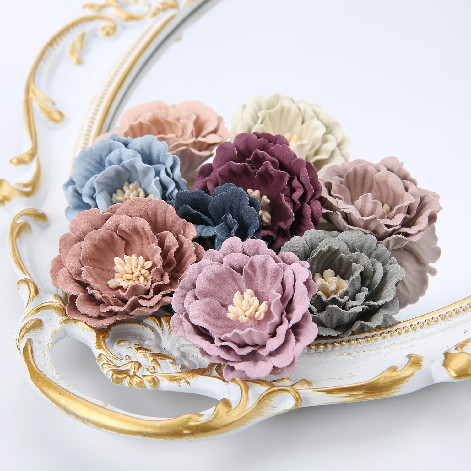 

5PCs Artificial Microfiber Flowers 4cm Fake Flowes Heads Home Party Wedding Decoration DIY Headdress Corsage Brooch Accessories