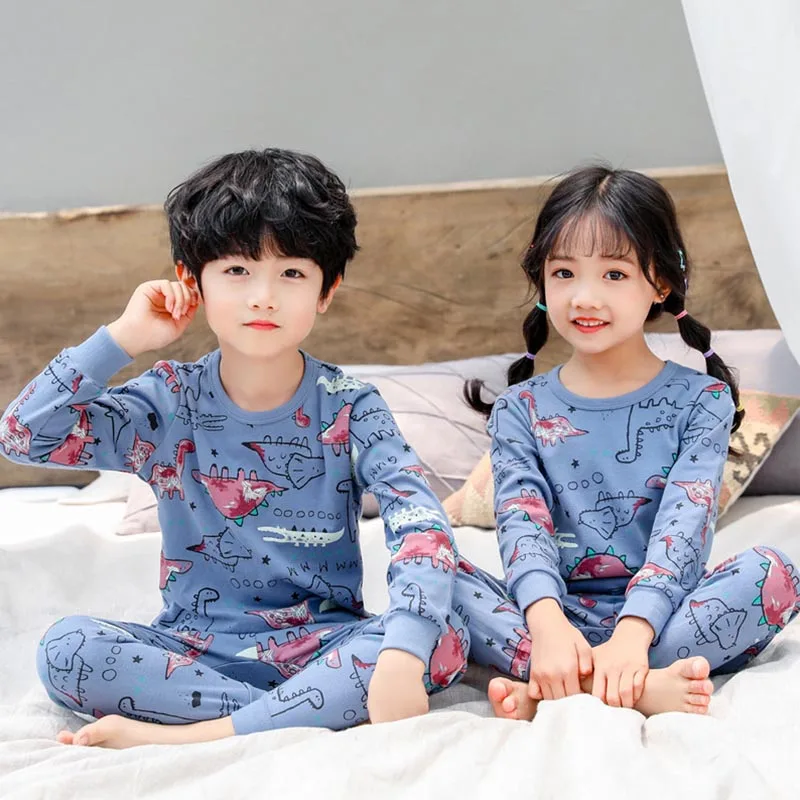 Детские пижамы одежда для сна мальчиков 2 предмета детская с длинными рукавами и