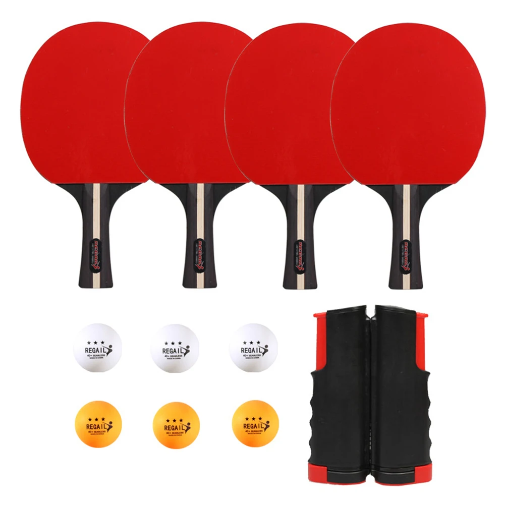 Professional Double Sided Rubber Table Tennis Racket Set With 4 Ping Pong Paddles And 1 Net And 6 Pingpong Ball Ping Pong Game
Professional Double Sided Rubber Table Tennis Racket Set With 4 Ping Pong Paddles And 1 Net And 6 Pingpong Ball Ping Pong Game