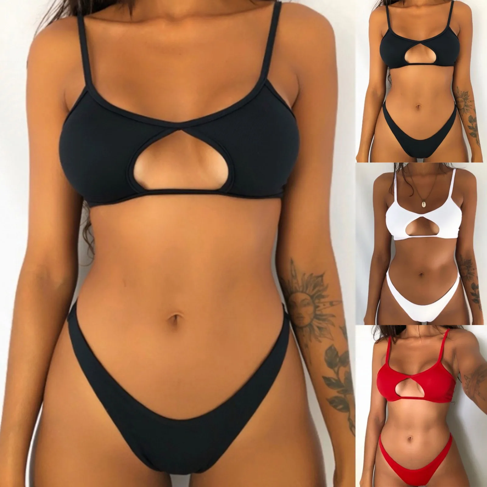 Chest Hollow Bikini Set Sexy Solid Sling Biqini 2021 Low Waist Swimsuit Female Back Buckle Bathing Suit Female Swimwear A50
Chest Hollow Bikini Set Sexy Solid Sling Biqini 2021 Low Waist Swimsuit Female Back Buckle Bathing Suit Female Swimwear A50