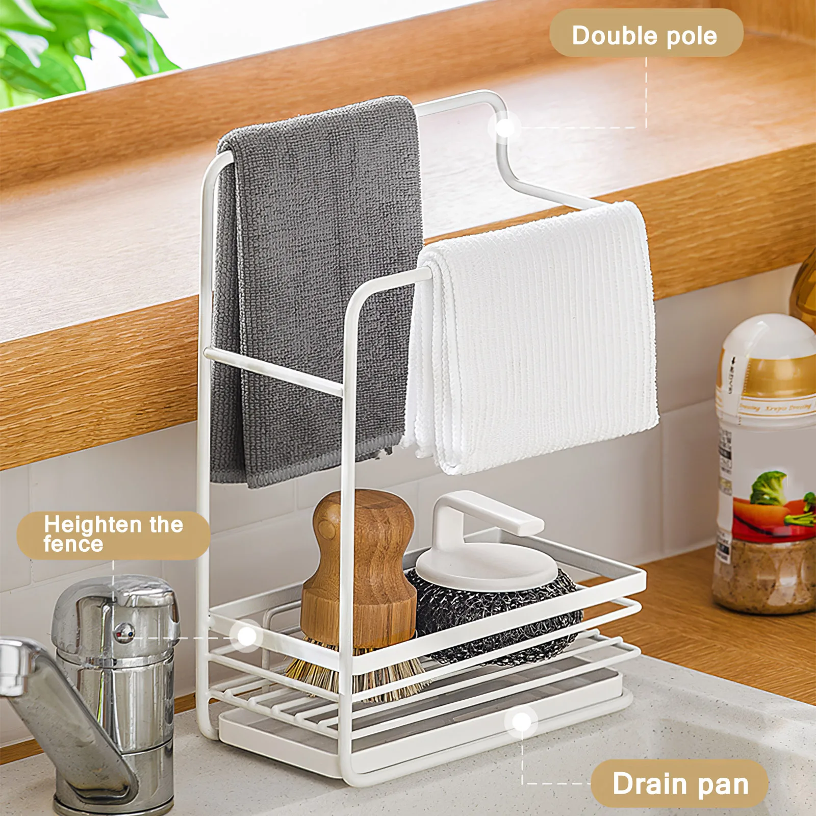 Wall-Mounted Dishcloth Hanger With Drain Pan Hollow Sink Organizer Space Saving Iron Rag Drying Rack For Home Kitchen Countertop
Wall-Mounted Dishcloth Hanger With Drain Pan Hollow Sink Organizer Space Saving Iron Rag Drying Rack For Home Kitchen Countertop