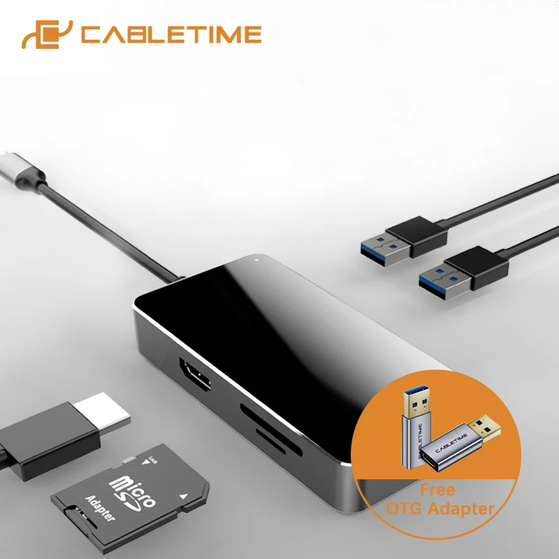 Кабельный концентратор Type-C для HDMI 4K порт USB 3 0 LAN устройство чтения SD/TF карт