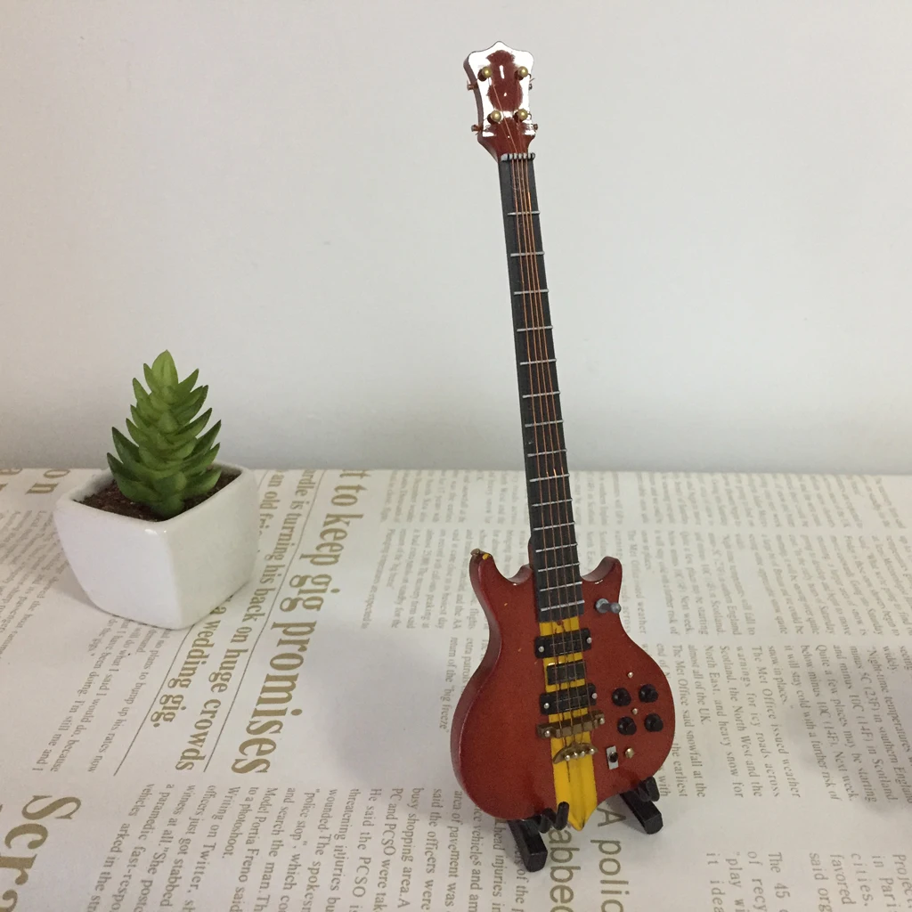 20 см миниатюрная деревянная электрическая бас-гитара модель музыкального