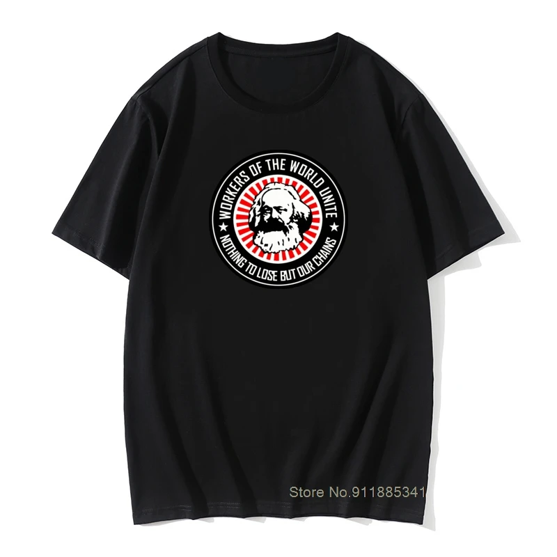 Karl Marx Workers Unite Men's Tee Shirts Funny Cotton Tees Tops Communism Marxism Socialism Tshirts Camisas Hombre
Karl Marx Workers Unite Men's Tee Shirts Funny Cotton Tees Tops Communism Marxism Socialism Tshirts Camisas Hombre